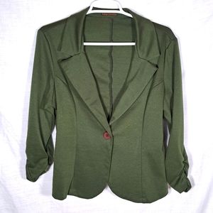 Auline Collection Olive Green Blazer with 3/4 Sleeves